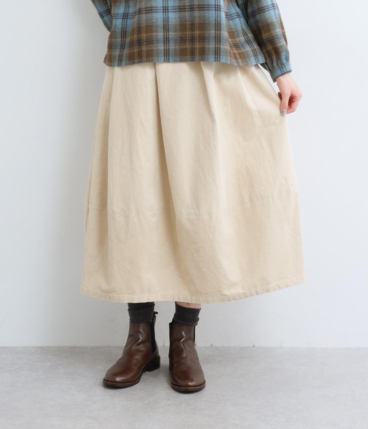 コットン変形コーデュロイ　コクーン切替スカート(ライトベージュ-F)