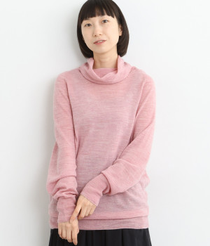 ハイゲージニット弱縮タートルプルオーバー(ピンク-ONESIZE)