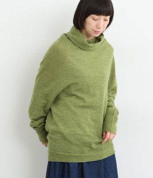 ハイゲージニット弱縮タートルプルオーバー(リーフグリーン-ONESIZE)