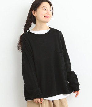 ハイゲージニット胸ポケットプルオーバー(ブラック-ONESIZE)