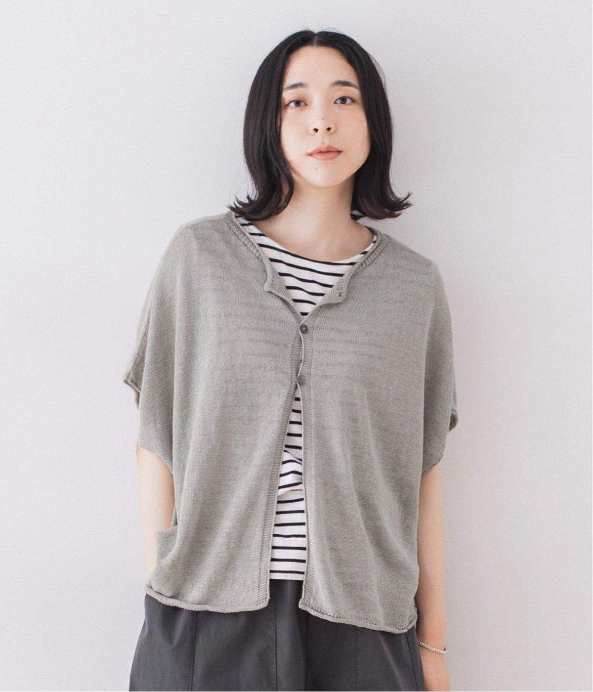 ノルマンディーリネンニットフレンチ2wayドロップショルダーベスト(ナチュラル-ONESIZE)