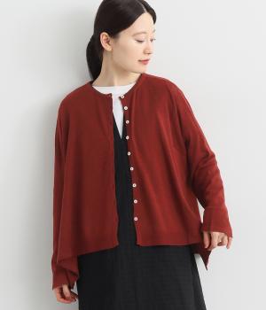 ハイゲージニット2wayフレアカーディガン(ボルドー-F)