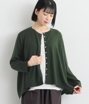 ハイゲージニット2wayフレアカーディガン(グリーン-F)