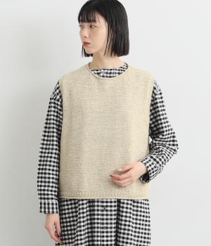 シェットリノニット落とし柄シンプルベスト(ナチュラル-F)