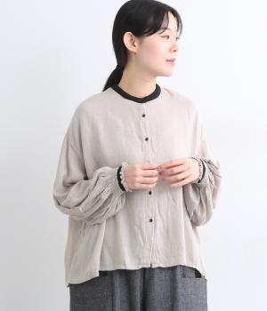 レーヨンウールガーゼバルーンスリーブブラウス