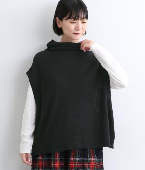 レーヨンウールニットオフタートルベスト(ネイビー-F)