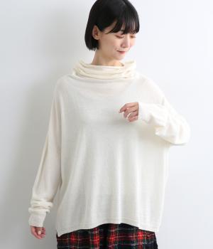 レーヨンウールニットタートルワイドプルオーバー(オフホワイト-F)