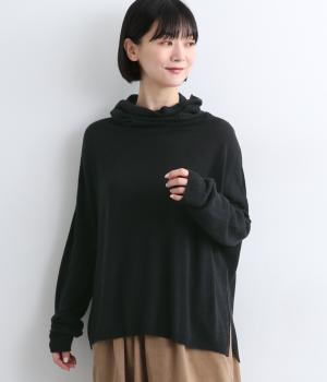 レーヨンウールニットタートルワイドプルオーバー(ネイビー-F)