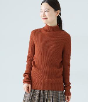 ハイゲージニット軽縮ウールタートルテレコ(ダークオレンジ-F)