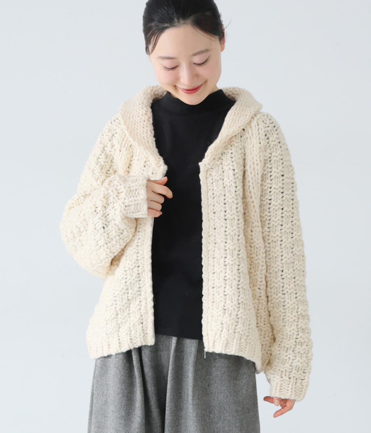 ロービングニットカーディガン(アイボリー-F)