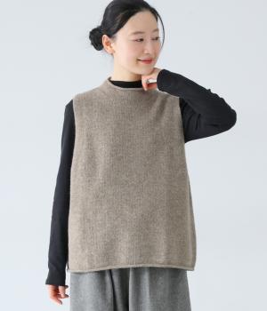 ナチュラルウールニットベスト(ベージュ-F)