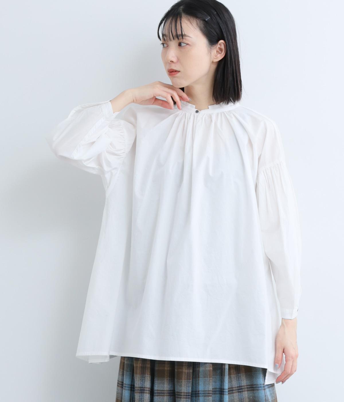リーニエントタイプライター　袖ギャザーブラウス(オフホワイト-F)