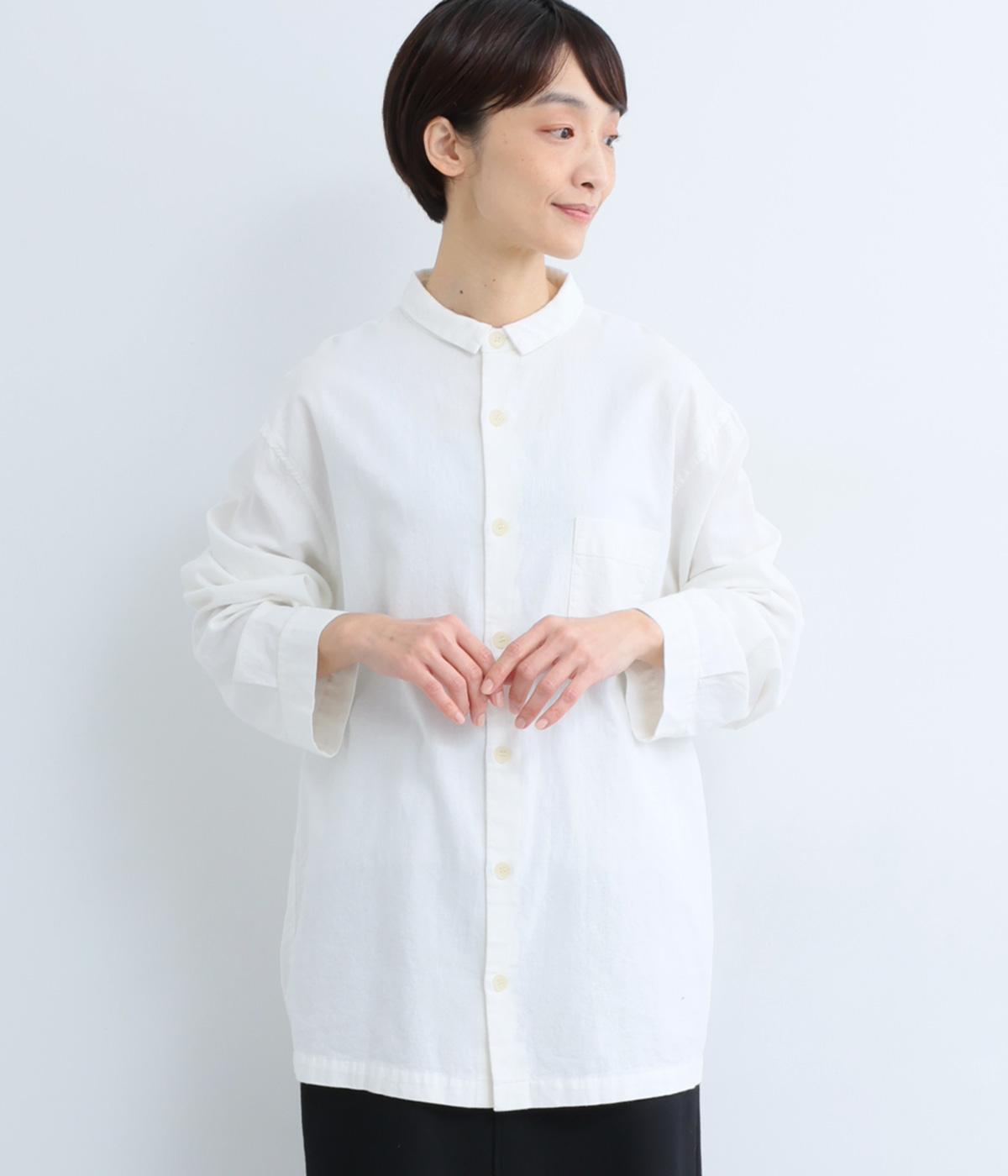 コットン変形織り　オーバーシャツ(オフホワイト-F)