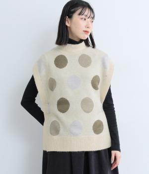 カラフルドット　ベスト(キナリ×ウグイス-F)