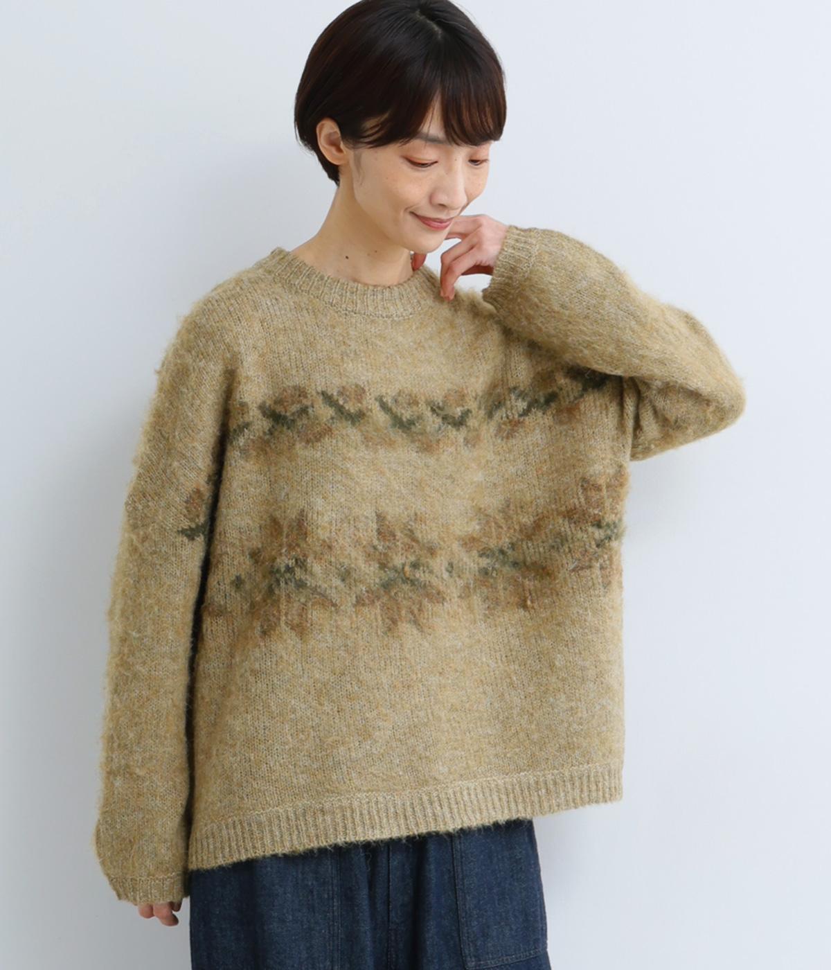 モヘアライクノルディックニット　ジャカードプルオーバー(ウィロー-F)