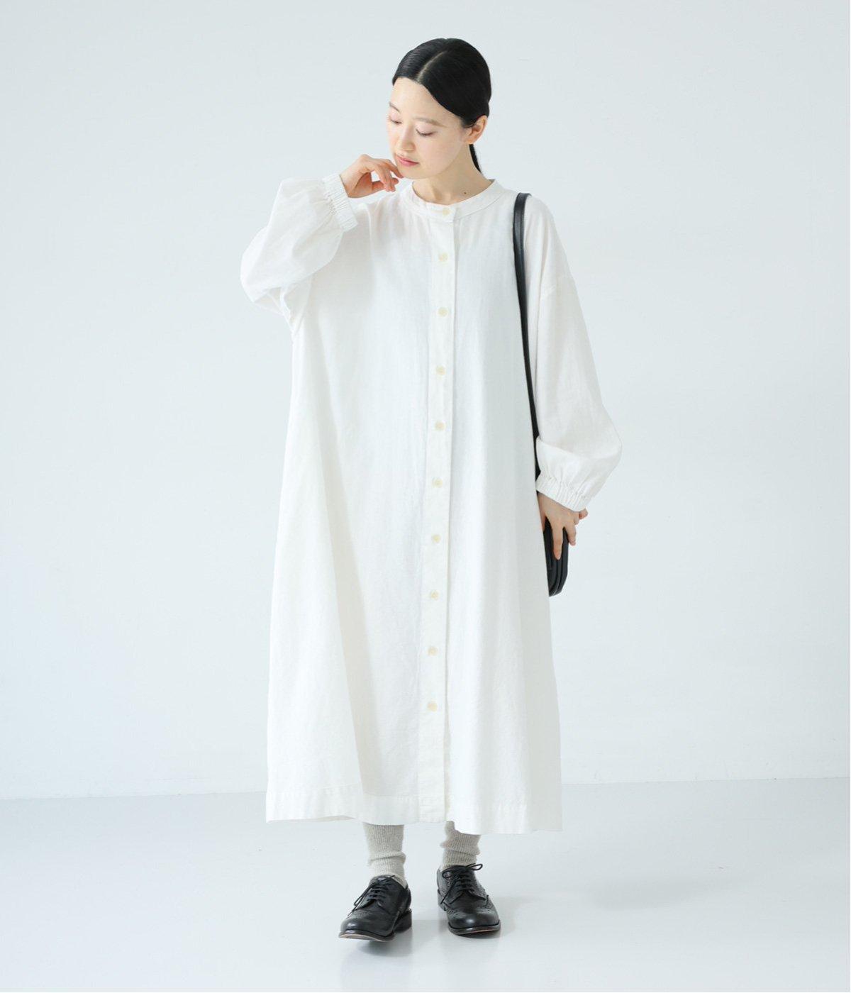 コットン変形織り　Aラインワンピース(オフホワイト-F)