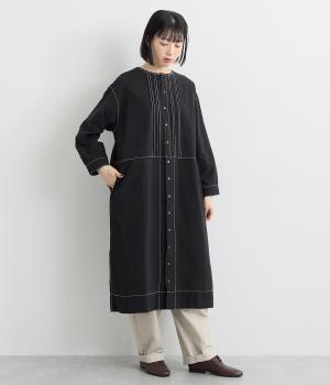 オックスヴィンテージウォッシュフロントタックワンピース(スミ-F)