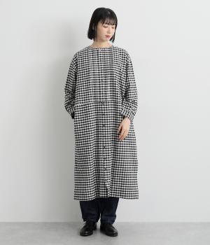 オックスヴィンテージウォッシュフロントタックワンピース(ギンガム-F)
