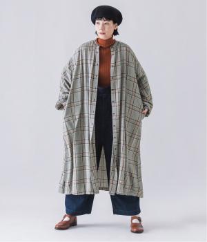 レーヨンウールガーゼヨークワンピース(ブラウングレンチェック-F)