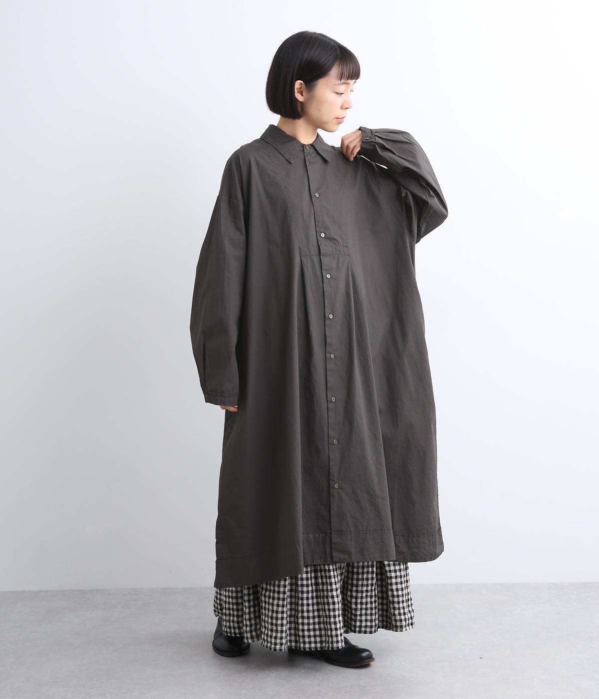 ブロードクロスソフト仕上げ前開きシャツワンピース(スミ-F)