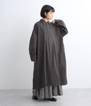 ブロードクロスソフト仕上げ前開きシャツワンピース(スミ-F)