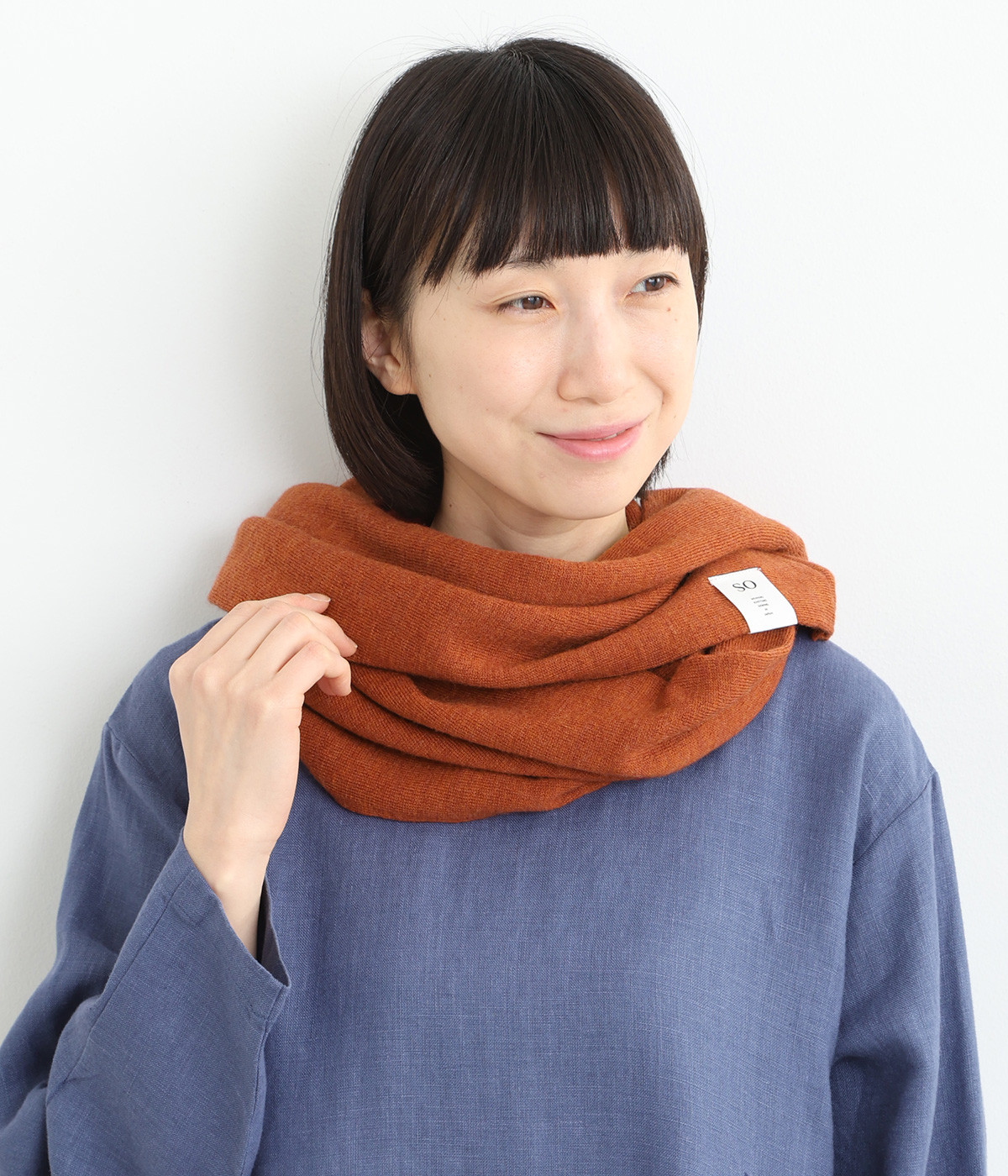 ハイゲージニットスヌード(ダークオレンジ-ONESIZE)