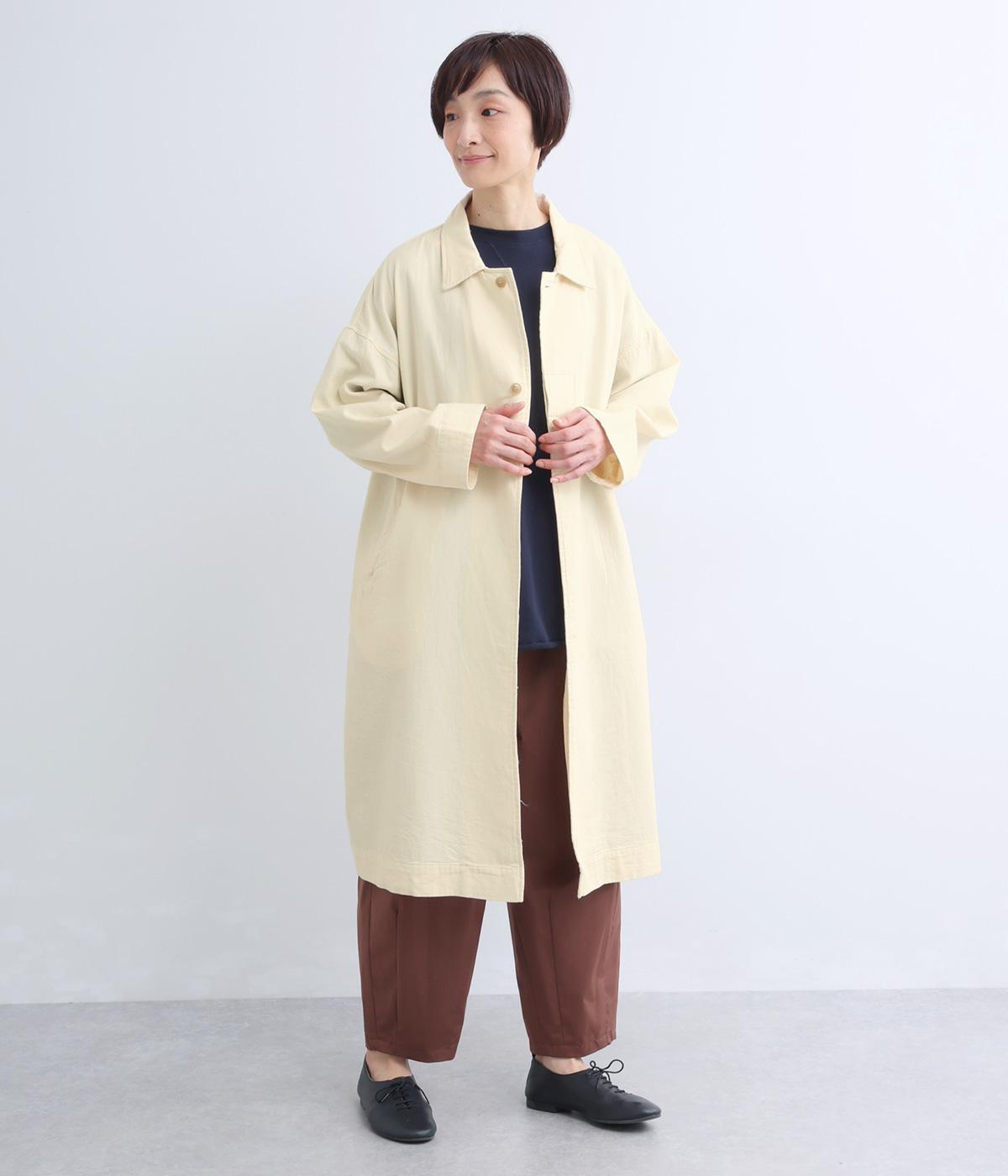Wガーゼステンカラーオーバーコート(ナチュラル-F)
