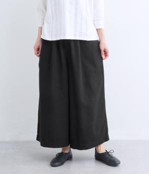 Wガーゼガウチョタックパンツ(ブラック-F)