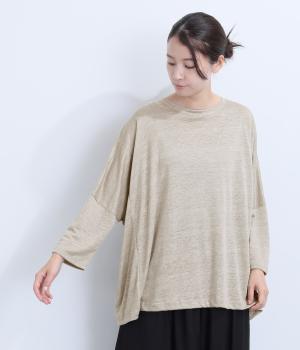 リネンカット9分袖ワイドTシャツ(ナチュラル-F)