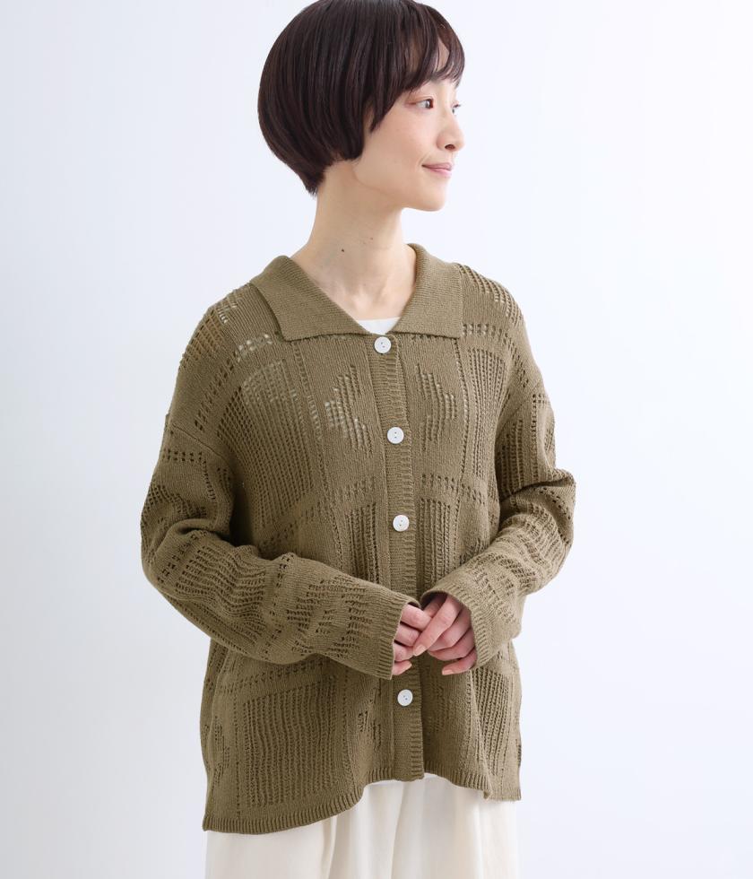 クロシェライクニットシャツ