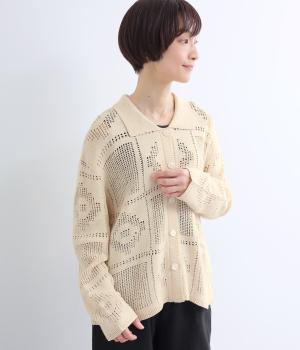 クロシェライクニットシャツ(ナチュラル-F)