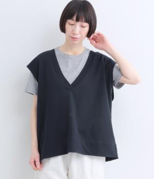 Vネックワイドベスト(ネイビー-F)