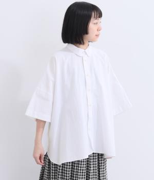 ワッシャーブロードワイド5分袖シャツ(オフホワイト-F)