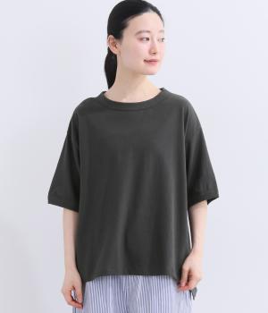 ラフィーコーマ天竺5分袖ボックスTシャツ(スミ-F)