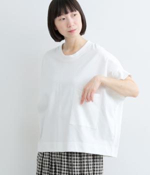 天竺フロントポケットワイドTシャツ(ホワイト-F)