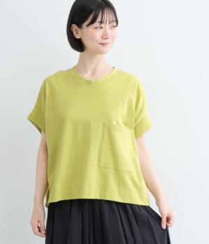 天竺フロントポケットワイドTシャツ(ライムイエロー-F)