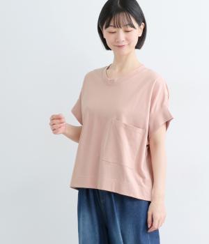 天竺フロントポケットワイドTシャツ(スモーキーピンク-F)