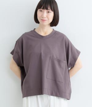 天竺フロントポケットワイドTシャツ(チャコールグレー-F)