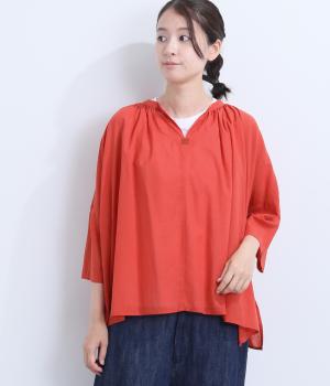ローンシルキータッチスキッパーオーバーブラウス(トマトレッド-F)