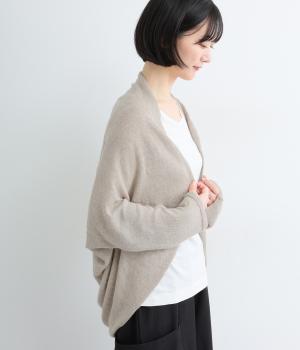 リネンプルミエールニット　ドルマンショールカーディガン(キナリ-F)