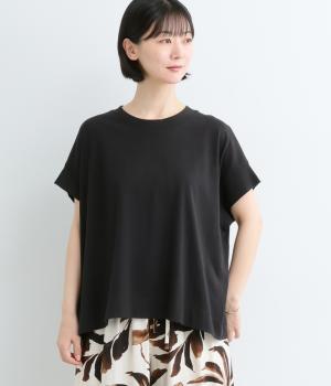 コットン天竺　ワイドボックスT シャツ(ブラック-F)