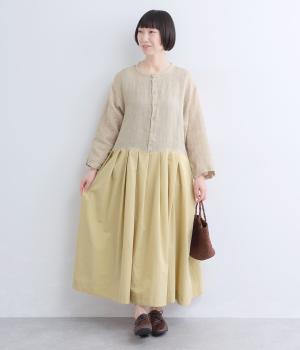 薄リネンドッキングタックワンピース