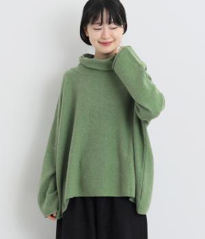 ラムズウールニット 柄編みタートルプルオーバー（ミント・F）
