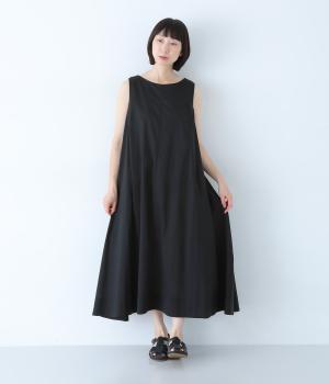 コットンブロード サイドフレアロングワンピース