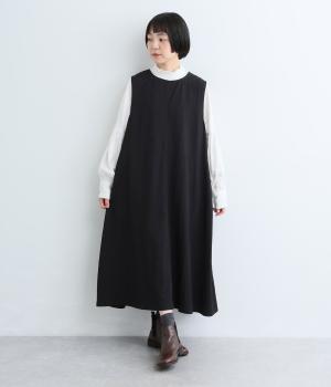 レーヨンナイロン サイドタックジャンパースカート（ブラック・F）