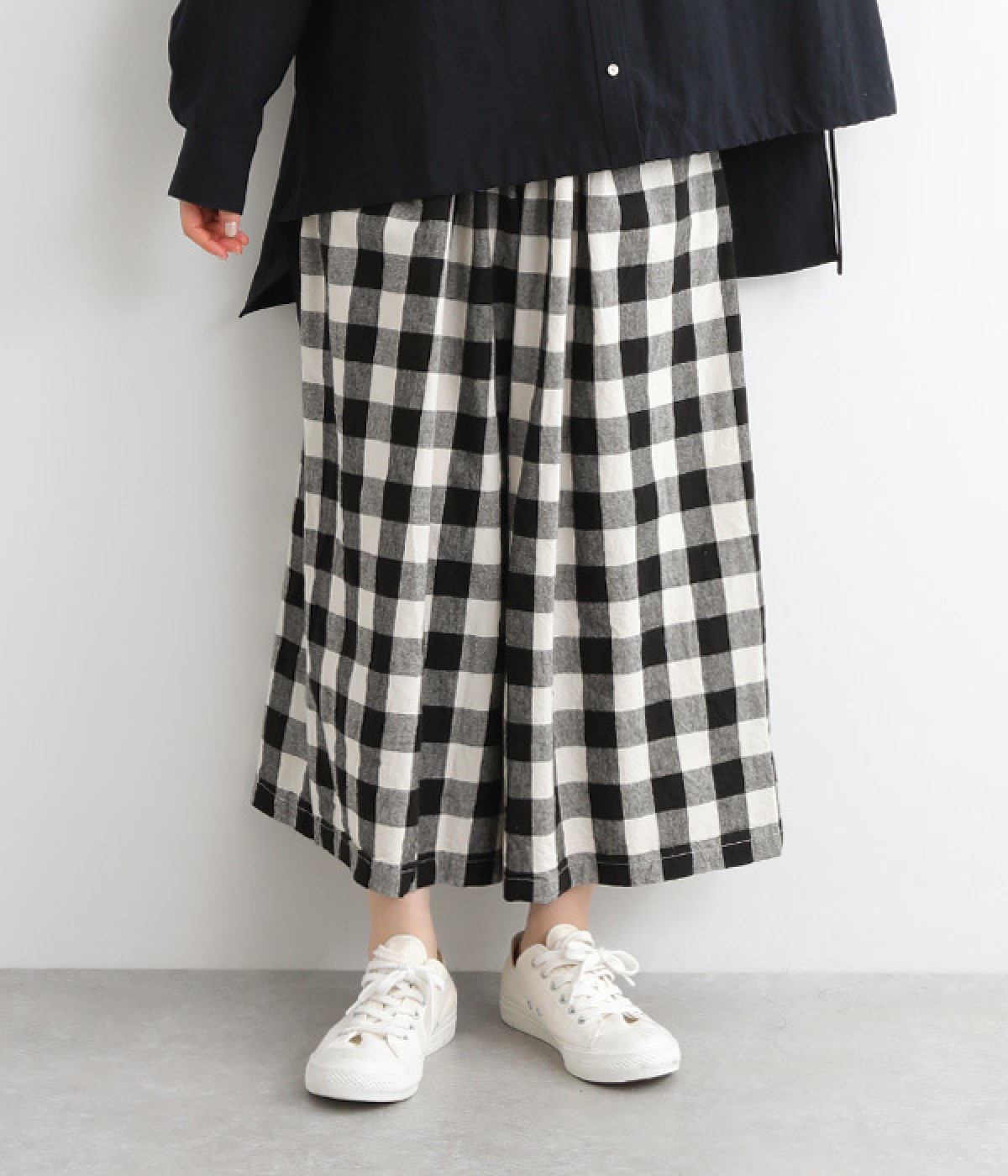 コットンリネンギンガムチェックガウチョパンツ(大ギンガムチェック-ONESIZE)