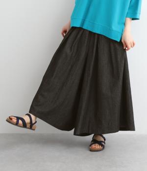 5.5oz コットンリネンデニムスカーチョ(ブラック-ONESIZE)