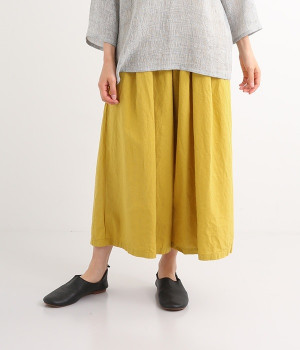コットンリネンワイドパンツ(イエロー-ONESIZE)
