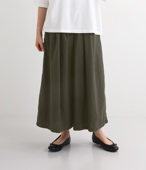 コットンリネンワイドパンツ(チャコール-ONESIZE)
