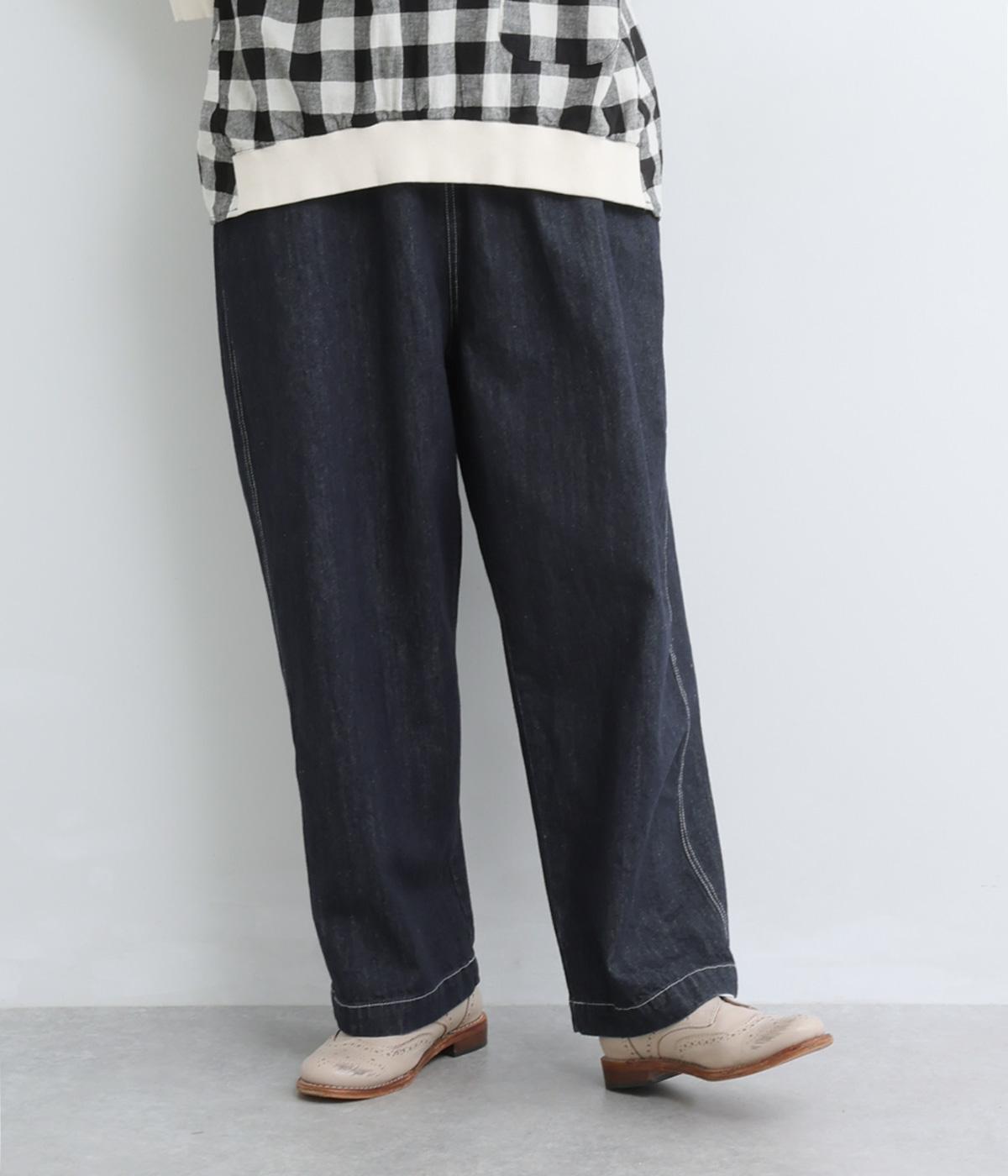 9ｏｚコットンデニムルーズフィットパンツ(ネイビー-F)